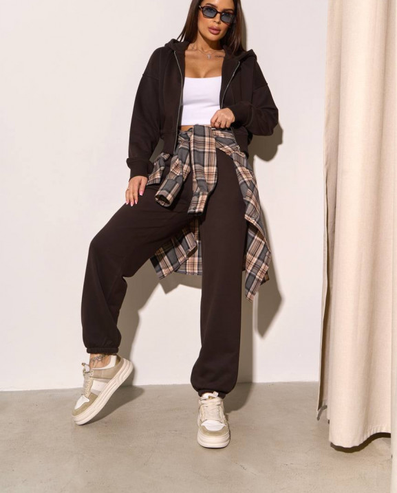 0809 спортивний костюм на блискавці з капюшоном зі штанами на резинці